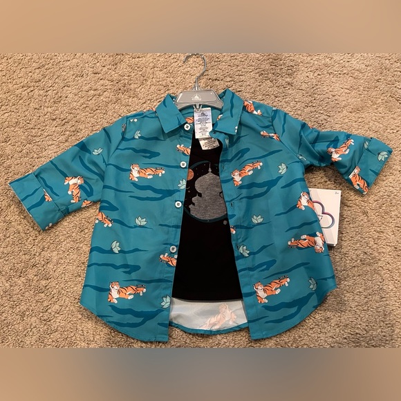 Disney Aladdin Jasmine 2pc Top & Button-down shirt matching set Girls 4 NWT - Picture 4 of 11